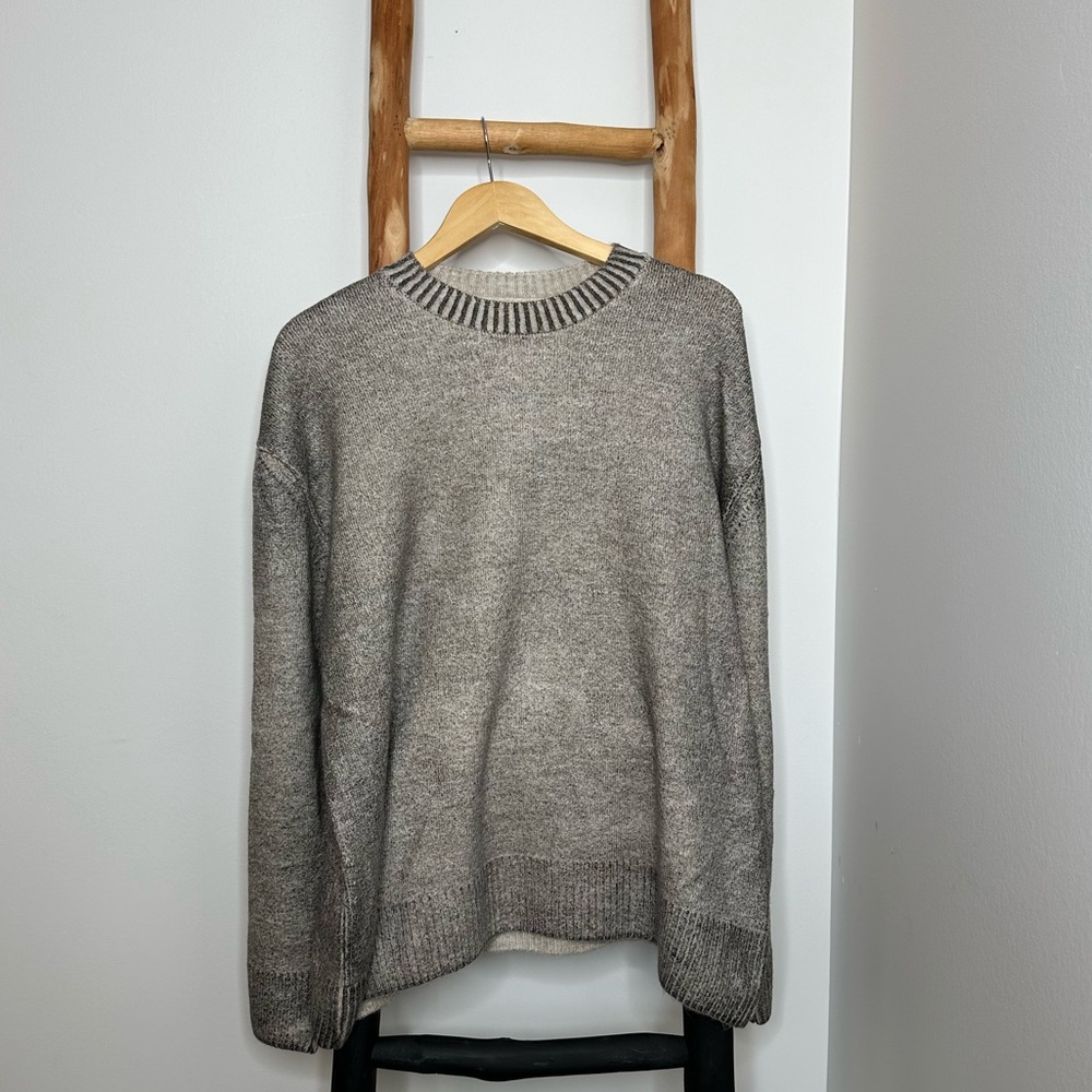 NWT men’s Zara long sleeve crewneck ribbed knit sweater in speckled ombré design